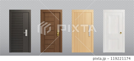 Wooden doors set on transparent background 119221174