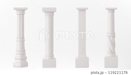 Ancient roman column made of white clay. 119221176