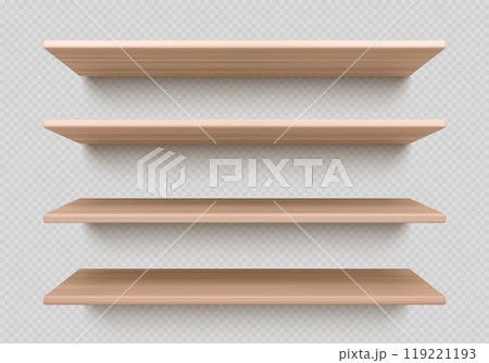 Empty wood wall shelf for book isolated vector 119221193
