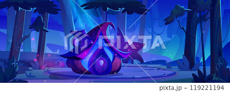 Night magic forest with witch house dark landscape Night magic forest with witch house dark landscape 119221194