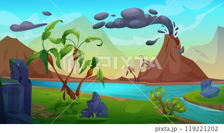 Volcano eruption landscape 119221202