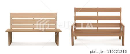 Wooden bench for park or backyard decoration. 119221216