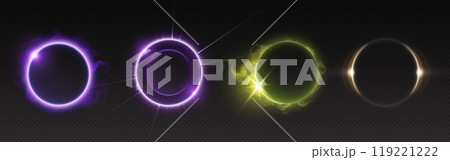 Halo light ring with neon flare glow effect vector Halo light ring with neon flare glow effect vector 119221222