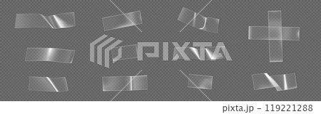 Transparent adhesive plastic cut tape patch. 119221288