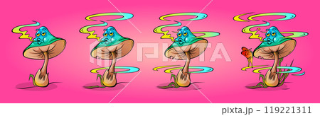 Toxic mushroom smoking animation set 119221311