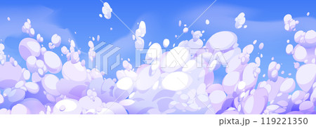 Anime style blue sky with fluffy clouds 119221350