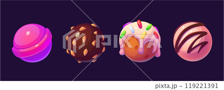 Cute candy planet for fantasy universe design. Cute candy planet for fantasy universe design. 119221391