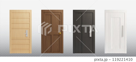 3d realistic isolated wood home front door design 119221410