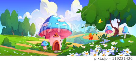 Fairy elf or animal tiny house made from mushroom Fairy elf or animal tiny house made from mushroom 119221426