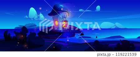 Fantasy mushroom house of elf at night 119221539