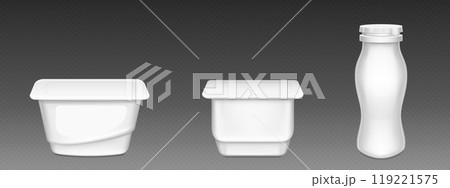 White plastic yogurt or cream cup package mockup 119221575