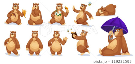 Cute bear animal cartoon character vector set Cute bear animal cartoon character vector set 119221593