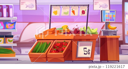 Supermarket interior design 119221617