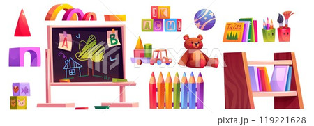 Preschool classroom for kid. Kindergarten room 119221628