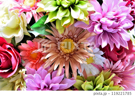 色鮮やかな花束 造花 色鮮やかな花束 造花 119221785