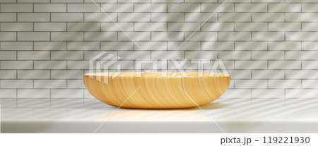 3d wood kitchen table podium for product display 119221930