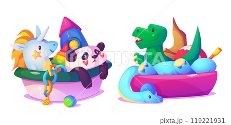 Kid toy box to play game with ball cartoon vector 119221931