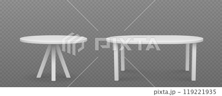 White kitchen table with round and oval tabletop. 119221935