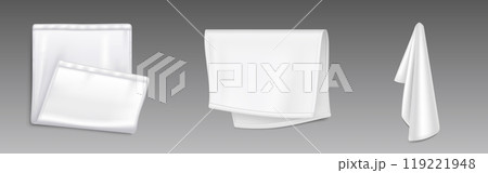 White empty folded and hanging handkerchief mockup 119221948