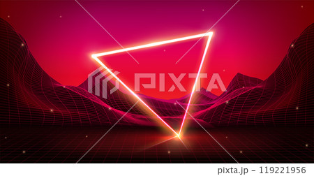 Synthwave background with neon triangle. Synthwave background with neon triangle. 119221956