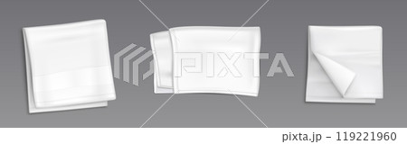 White folded handkerchief mockup or kitchen towel. White folded handkerchief mockup or kitchen towel. 119221960