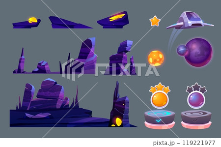 Outer space game level ui design creation kit. 119221977