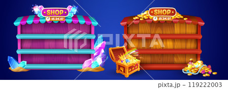 Shop window with diamonds and gold in chest 119222003