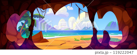 Summer sea beach landscape cave view background 119222047