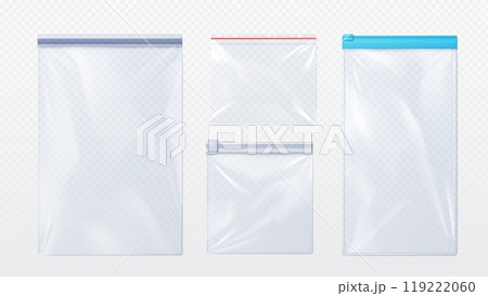 Plastic bag with zip locker mockup. 119222060