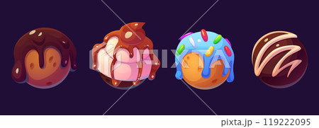 Candy planet icon for fantasy space world in game 119222095