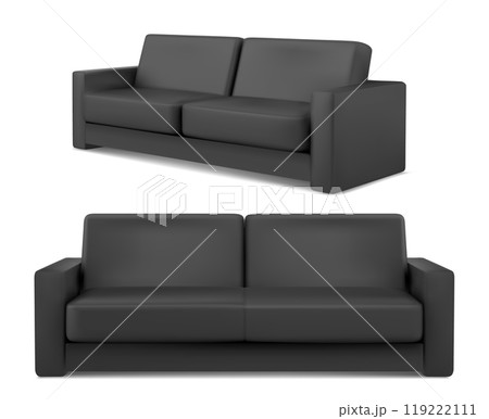Black sofa 3d with fabric surface. 119222111