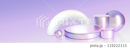 Hologram iridescent cylinder stairs podium 119222113