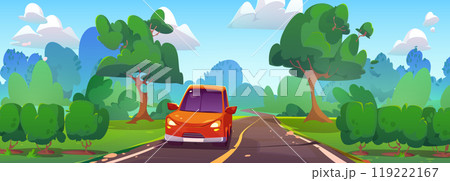 Car road trip to drive in summer landscape cartoon 119222167