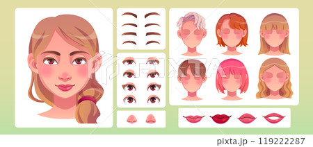 Woman face construction kit 119222287