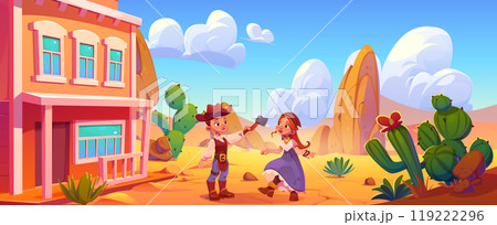 Kids dancing in wild west town 119222296