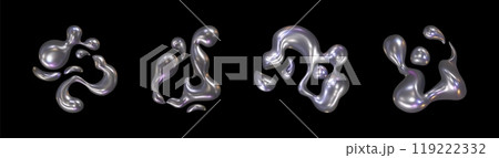 Liquid chrome metal splashes set Liquid chrome metal splashes set 119222332