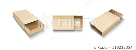 Open slide box mockup. Realistic vector Open slide box mockup. Realistic vector 119222354