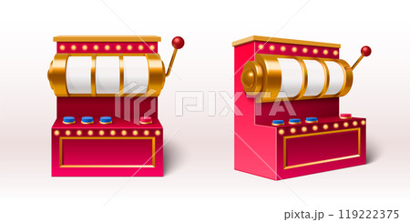 3d slot machine set in different angles of view. 3d slot machine set in different angles of view. 119222375