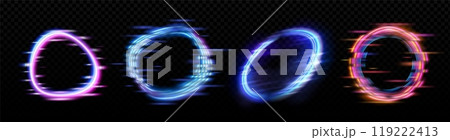 Neon glowing circle frame with glitch effect 119222413