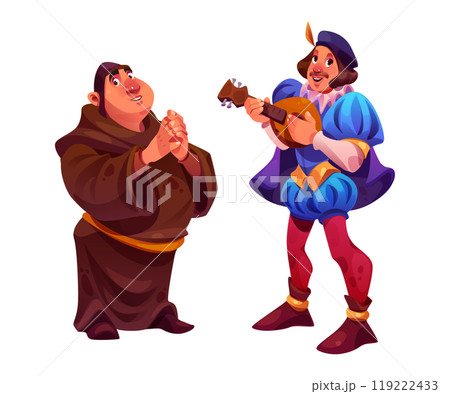 Medieval people cartoon character set. 119222433