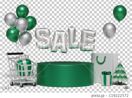 green silver color sale podium 3D graphic green silver color sale podium 3D graphic 119222572