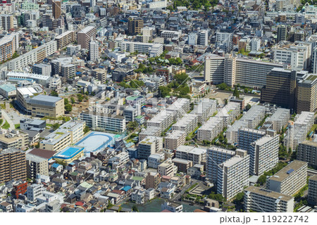 東京都市部の住宅密集地を俯瞰イメージ(墨田・台東・荒川方面) 東京都市部の住宅密集地を俯瞰イメージ(墨田・台東・荒川方面) 119222742