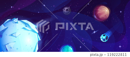 Cartoon space universe background with planet Cartoon space universe background with planet 119222811
