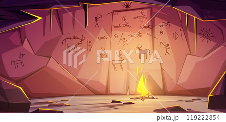 Prehistoric cave with caveman primitive painting 119222854