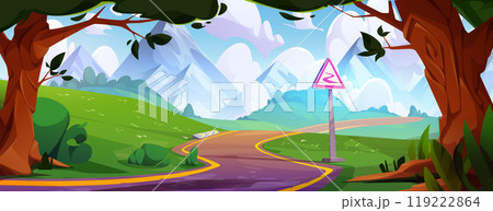 Winding road leading to high rocky mountains. Winding road leading to high rocky mountains. 119222864