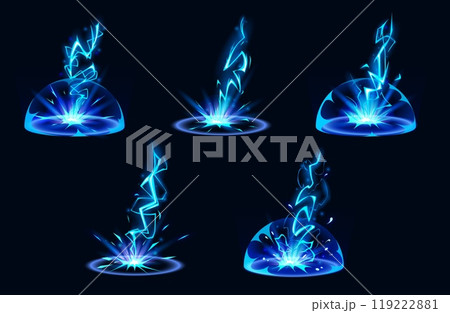 Lightning hit ground or floor with burst effect 119222881