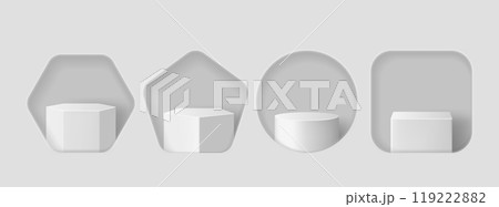 Window or hole in wall with product podium 119222882