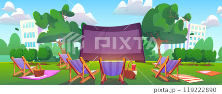 Open air cinema in summer city park 119222890
