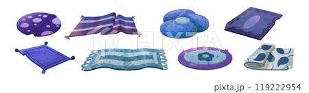 Blue carpet of different shape and size 119222954