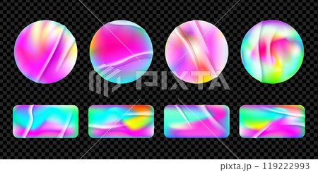 Iridescent holograph round and rectangle sticker Iridescent holograph round and rectangle sticker 119222993